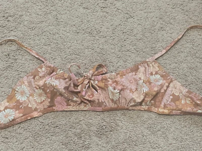 Top de bikini Xhilaration para mujer talla mediana naranja floral traje de baño top cierre trasero Foto 1 de 4