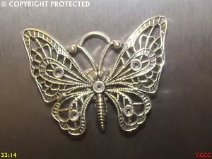 steampunk silver fridge magnet butterfly insect wings Rhopalocera Lepidoptera - Picture 1 of 2