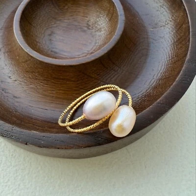 Anillo de perlas naturales de agua dulce enchapado en oro de 14K rosa y púrpura para mujer joyería regalo NUEVO Foto 1 de 4