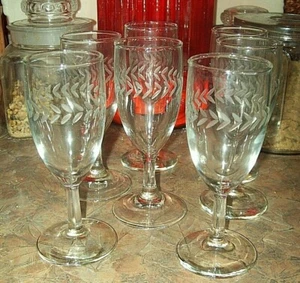 JUEGO DE 6 copas vintage grabadas de laurel de 5 1/2" con tallo copas de vino cordiales - Imagen 1 de 2