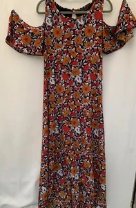 Boohoo Women's Floral Cold Shoulder Hi-Lo Hem Dress Size 10 - Picture 1 of 7