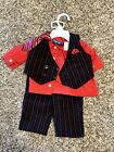 Infant 4 Piece Suit And Tie 3 6 Month Old Red And Black