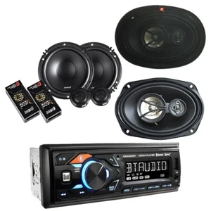 Single DIN Car Stereo MP3 Receiver + 6.5" component & 6x9 coax speakers Package - Picture 1 of 12