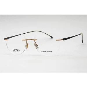 Hugo Boss Men's Eyeglasses Gold Metal Oval Rimless Frame BOSS 1266/D 0J5G 00 - Picture 1 of 2