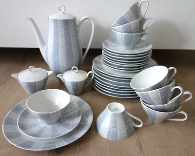 Süßes Kaffeeservice 9 Pers. / 30 Teile Bastdekor Bareuther Waldsassen 50er Jahre - Bild 1 von 4