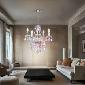 Lampadario Sospensione di Cristallo Colorato Tavolo da Pranzo H 149cm - Foto 1 di 12