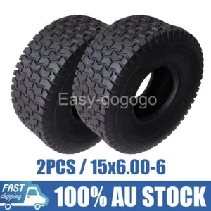 2PCS Commercial Turf Saver Ride On Mower Tyre 15x6.00-6 inch Rider Tube Tire Q - Picture 1 of 8