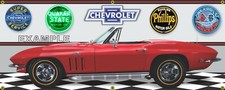 1966 Chevrolet Corvette Stingray Convertible Red (127) Vinyl Banner Two Sizes 