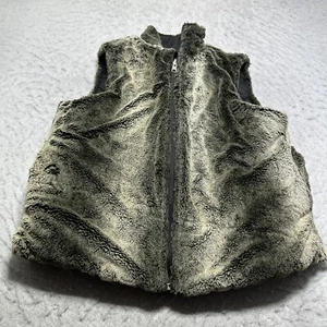 Keren Hart Reversible Faux Fur Black Puffer Vest Full Zip Womens Size Large L - Picture 1 of 10