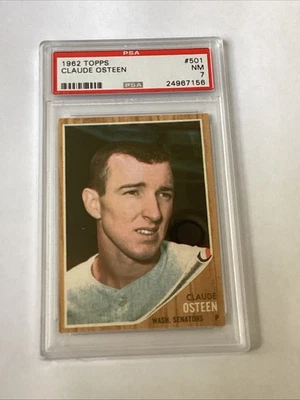 Claude Osteen 1962 Topps #501 Washington Senators calificado PSA 7 casi nuevo Foto 1 de 4