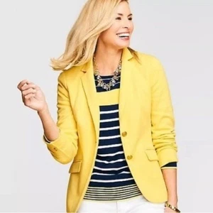Blazer Chaqueta Talbots Mujer Aberdeen Tejido Piqué Académico Amarillo Talla 8 - Imagen 1 de 9