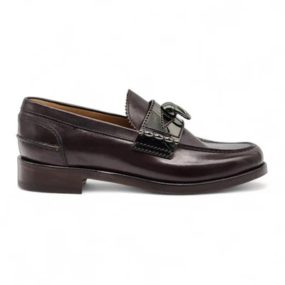 ​Christian Louboutin Leather Loafers with metal ornament Brown EU 40 US 7 - NWB - Image 1 of 4