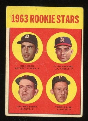 1963 Topps #169 Rookis Stars - Gaylord Perry, Egan, Navarro, Sisk - Image 1 of 2