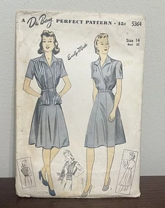 Du Barry Vintage 1942 Sewing Pattern 5364 Misses’ Dress And Over Blouse - Picture 1 of 3