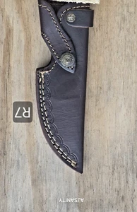 Handgefertigtes Messer mit feststehender Klinge Lederscheide Gürtel Trage Holster Etui R7 - Bild 1 von 2