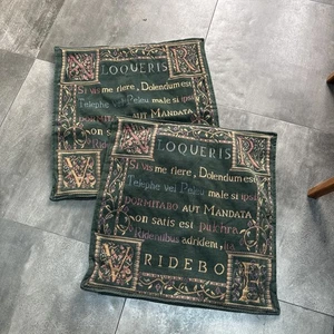 Fundas de cojín estilo tapiz retro vintage borde cuerda par escritura latina 17" - Imagen 1 de 3