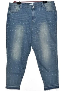 K. Jordan Women's Printed Crop Jeans in Medium Wash Denim - 18 - Picture 1 of 3
