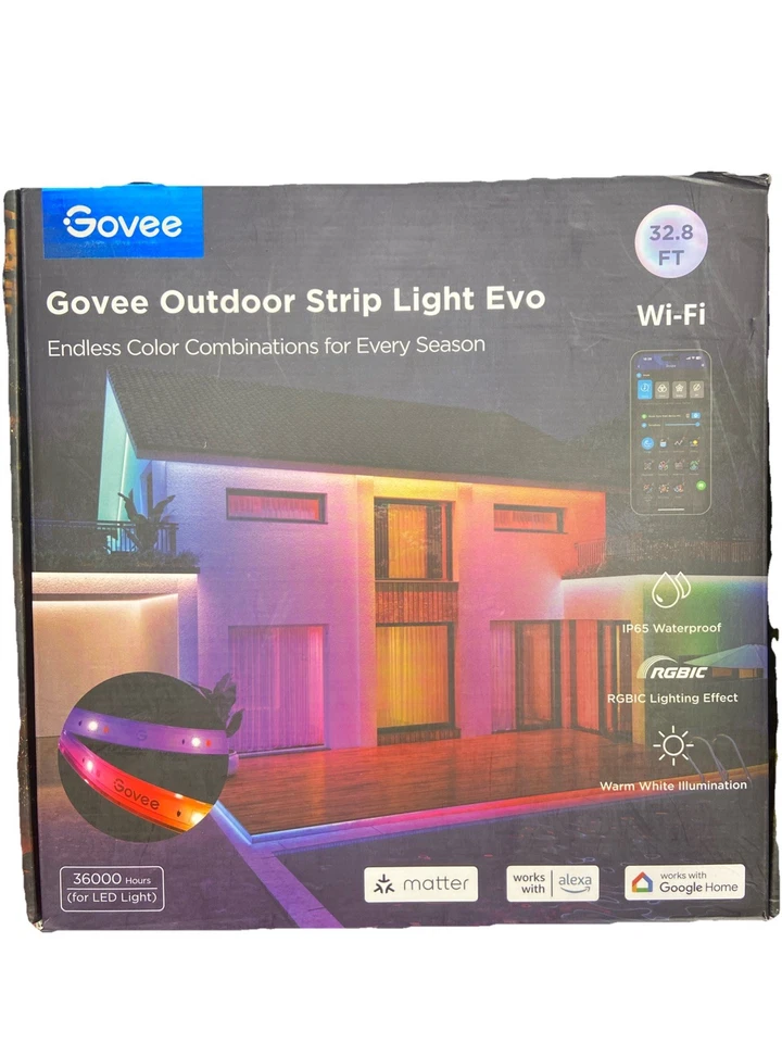Tira de luz exterior Govee EVO 32,8 pies WIFI RGBIC tira de luz H616C. Foto 1 de 1