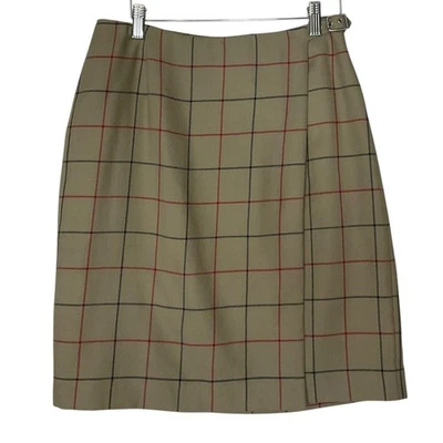 винтажный LIZ CLAIBORNE sz 8 100% шерсти клетку юбка с подкладкой надежном желтовато-коричневый красный черный - Изображение 1 из 4