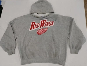 Vintage 90s Detroit Red Wings Spellout Logo Hoodie NHL Majestic Heavyweight XXL - Picture 1 of 8
