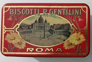 SCATOLA LATTA BISCOTTI P. GENTILINI ROMA - RIPRODUZIONE - Foto 1 di 7