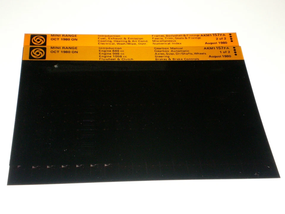 Microfiche Catalogo Ricambi Austin Rover Mini 1980 On - Stand 08/1980 - Immagine 1 di 1