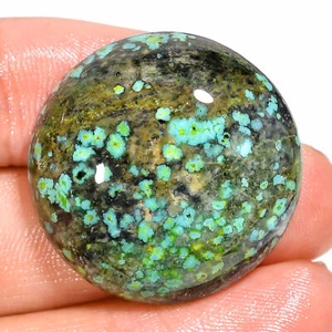 46.25Cts. Natural Tibetan, Tibet Turquoise Round Cabochon Loose Gemstone - Picture 1 of 5