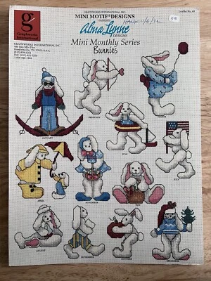 Bunnies Mini Monthly Series Counted Cross Stitch Pattern Leaflet Alma Lynne - Image 1 of 4