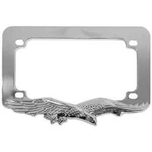 Chrome Eagle License Plate Tag Trim Frame Harley Motorcycle/Chopper/Bike/Scooter - Picture 1 of 2