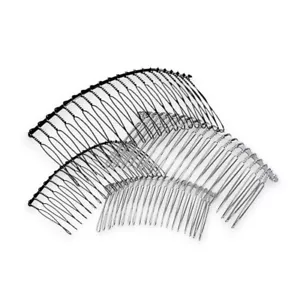 Plain Wire Tooth Metal Side Hair Comb Clip Grip Silver *Various Sizes* - Picture 1 of 7