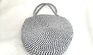 Shein Cotton Rope Woven Bag 9.5" Diameter 2.5" Thick 5" Dble Handle Drop - Picture 1 of 7
