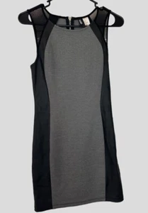 H&M Divided Faux Leather & Mesh Bodycon Dress Grey/Black Sz 6 *Read Description - Picture 1 of 11