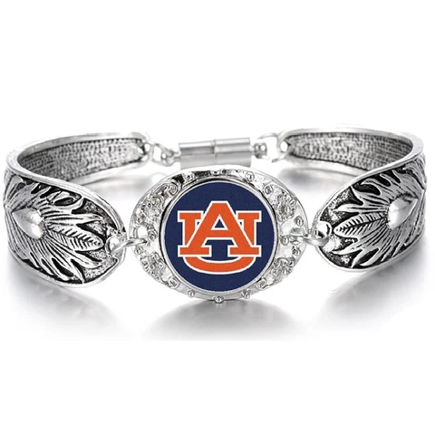 Auburn Tigers Women's Sterling Silver Bracelet Football Gift D3 Cover