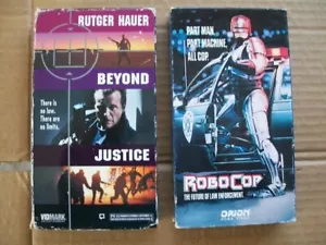 LOT OF 2 VHS TAPES: RoboCop and BEYOND JUSTICE Rutger Hauer Peter Weller - Picture 1 of 11