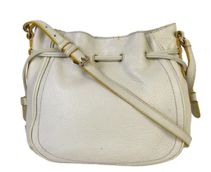 COLE HAAN IVORY OFF WHITE GENUINE LEATHER DRAWSTRING HOBO HANDBAG SHOULDER BAG - Picture 1 of 8