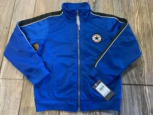 NWT Boys Converse All Stars $40 Bright Blue Zip Front Logo Track Jacket Size 6 - Picture 1 of 4