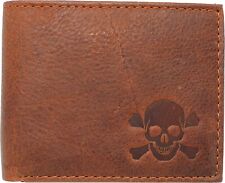 Marshal Skull Bone RFID Blocking Real Leather Bifold Classic Wallet for Men