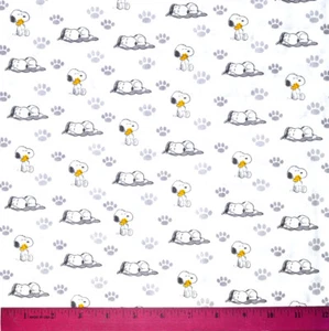 Peanuts Snoopy Fabric - HALF YARD - 100% algodón Coser Acolchado Woodstock Blanco - Imagen 1 de 1