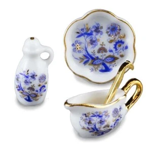 MINIATURE DOLLHOUSE 1:12 SCALE REUTTER BLUE ONION SERVING SET - 1.406/5 - Picture 1 of 1