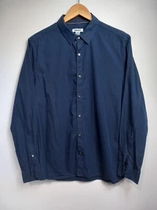 DKNY Shirt Mens Medium Blue Black Striped Formal Casual Workwear Classic Preppy - Picture 1 of 8