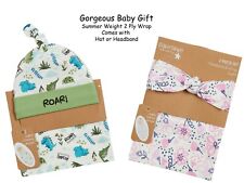 Babies Swaddle Blanket With Hat Or Hairband Two Piece Sets 0-6 Months