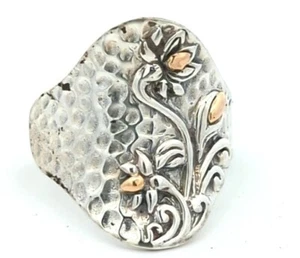 Video Samuel B Behnam 18K Gold 925 Sterling Silver Flower 🌹 Ring Designer - Picture 1 of 3