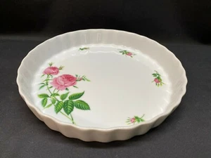 Christineholm "PINK ROSE" Floral ~ Fluted Quiche Baker ~ 9 1/2" ~ NEVER USED - Picture 1 of 7