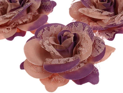 CraftbuddyUS 10 x 75mm 3D Vintage Lace & Fabric Rose Flowers for Wedding Decorat - Image 1 of 4