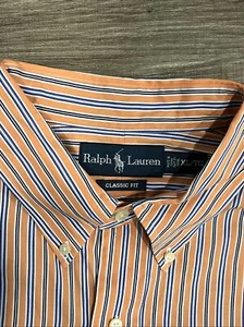 Ralph Lauren Mens Long Sleeve Shirt Size XL Striped Classic Fit Button Down - Picture 1 of 6