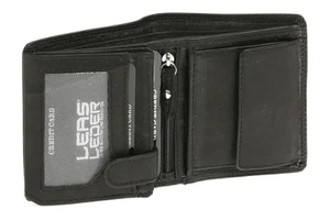 Mini Geldbörse mit Riegel Hochformat LEAS in Echt-Leder, Portemonnaie schwarz - Bild 1 von 4