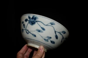 Antique Chinese 16th Century Swatow Period Blue / White Porcelain Bowl - Picture 1 of 24