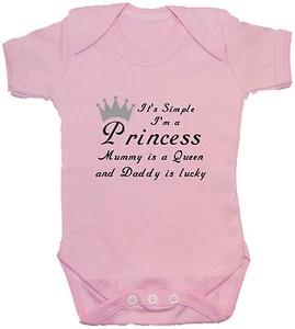 T-Shirt I'm a Princess..Babygrow Body Strampler Weste Neugeborene - 24 m Geschenk Junge Mädchen - Bild 1 von 6