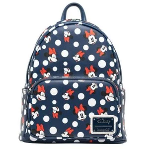 Disney Minnie Mouse Polka Dots Blue Mini Backpack by Loungefly - New, With Tags - Picture 1 of 6