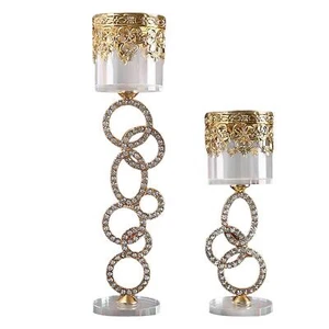 Glass Crystal Candlestick Candle Holders Ornament Candelabra Home Decoration - Picture 1 of 7